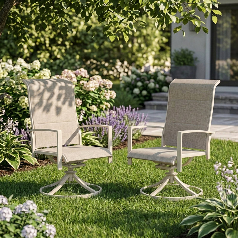 Fauteuil d'extérieur Tichelle, Coussin crème / cadre crème