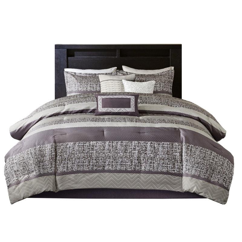 Très grand lit - édredon mauve de luxe 7 pièces, Mauve