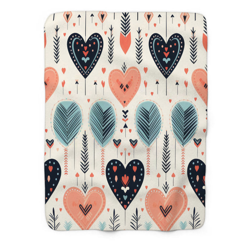 Heart Bliss - couverture de qualité supérieure 1 pièce, Lit simple