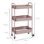 Three-Tier Storage Trolley 45*30.6*79 cm Steel 1 Piece Utility Trolley Pink with Lockable Wheels-495232321
