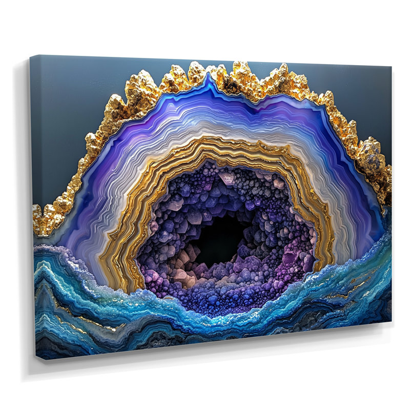 «Agate Dream River VII - Stone Geode», reproduction d'art, Wrapped Canvas, 16" H x 32" W, Does Not Apply