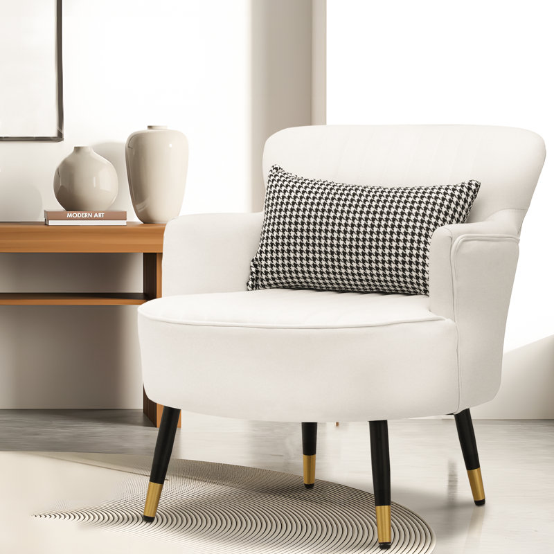 Chaise d'appoint rembourrée avec coussin Bettyanne, Leathaire blanc