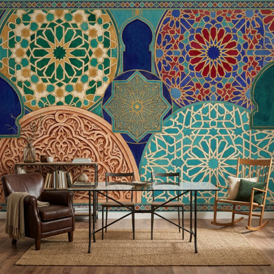 Décoration murale marocaine mosaïque géométrique amovible
