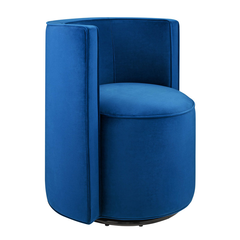 Della Performance Velvet Fabric Swivel Chair, Navy Velvet