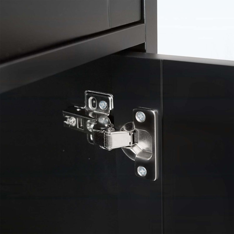 Modern Bathroom Cabinet with Drawer,Soft-Close Doors,and Open Storage,Versatile Storage Layout, Black