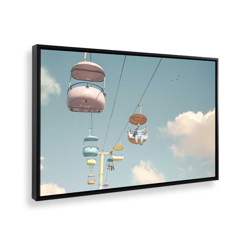 «Pastel Sky Ride Over Clouds» sur toile, H 12,75 po x l 18,75 po, Cadre flottant noir satiné, 1