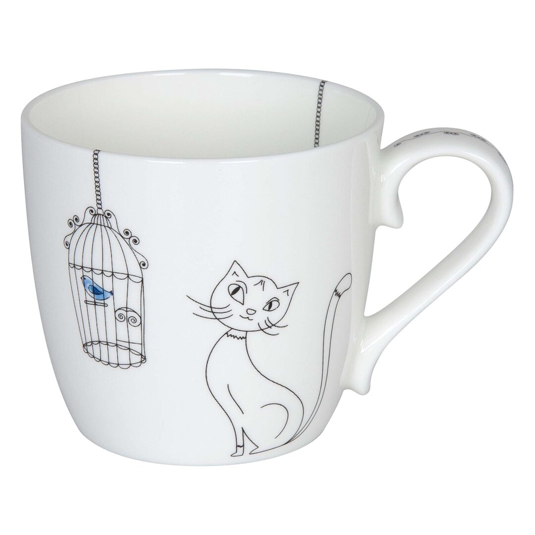 Kaffeetasse Katzen und Vögel