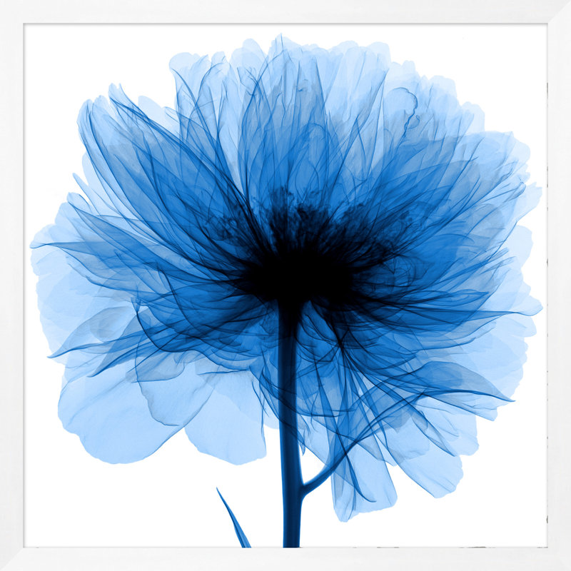 Hand-Picked Blue 1' Framed Graphic Art Print on Glass