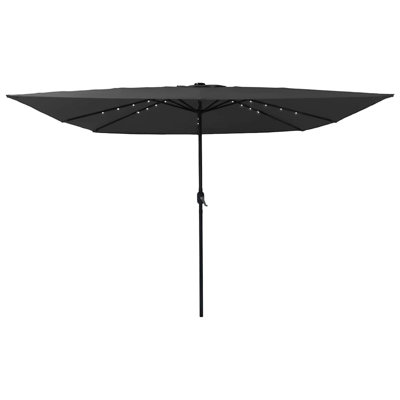 Garden Parasol with LED Strip Lights Polyester and Steel Sun Shade