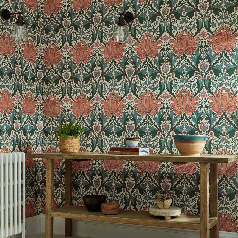Helena 10.05m x 68.6cm Matte Roll, Peach/Teal