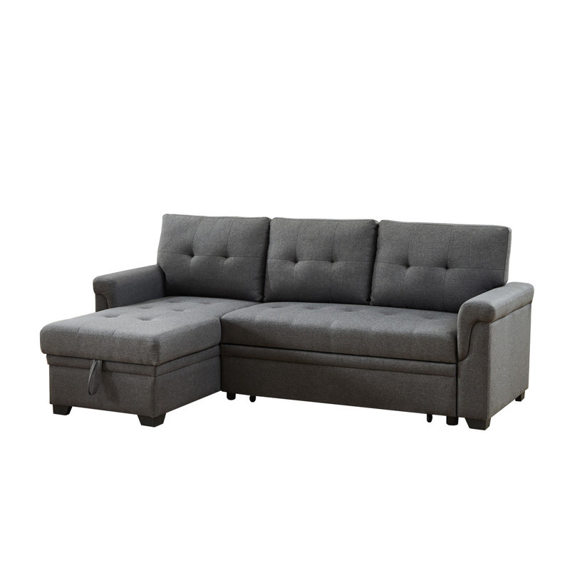 Canapé modulaire réversible en lin 84 po avec méridienne moderne Modern
