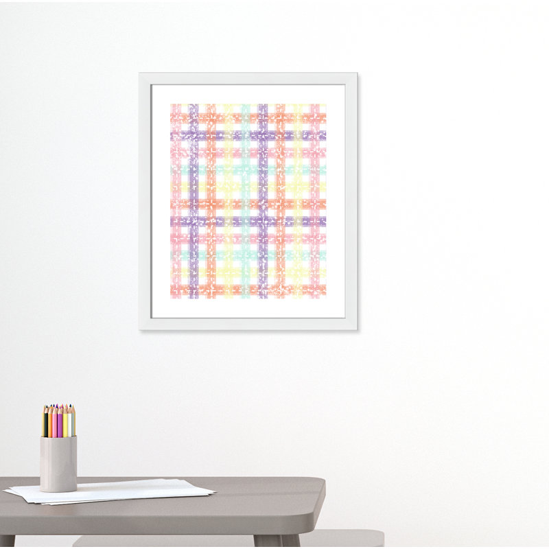 Unique Plaid' Wall Decal, 26.5" H x 22.5" W x 0.625" D, White Flat Framed