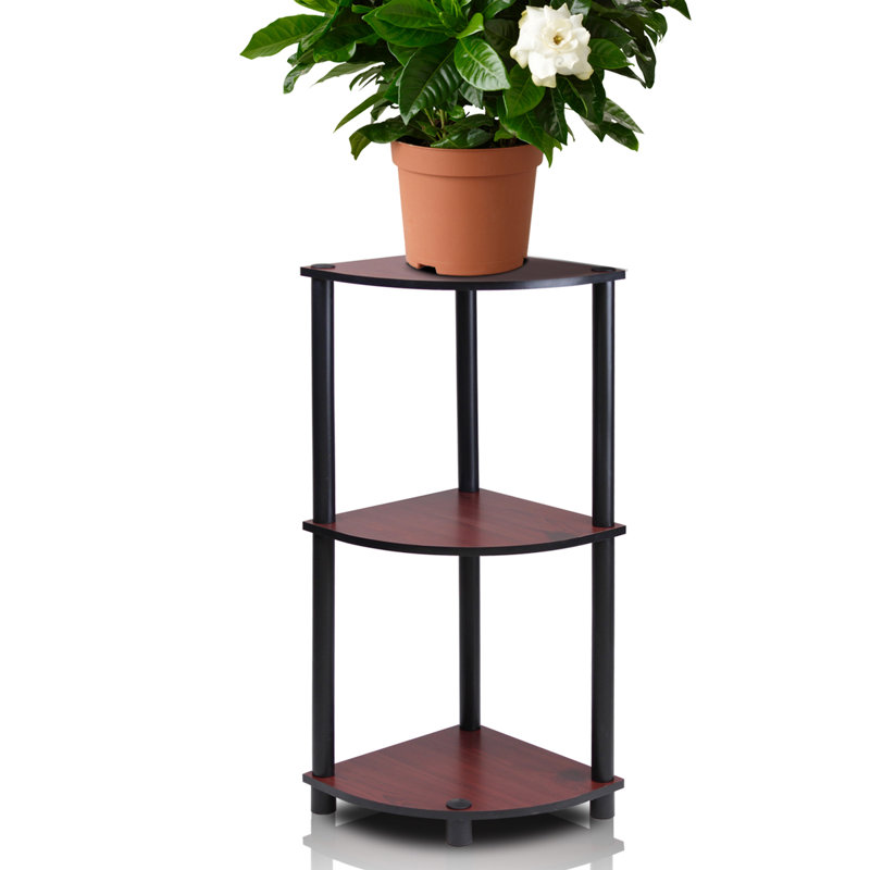 75.2cm H x 29.5cm W Corner Bookcase, Dark Cherry/Black