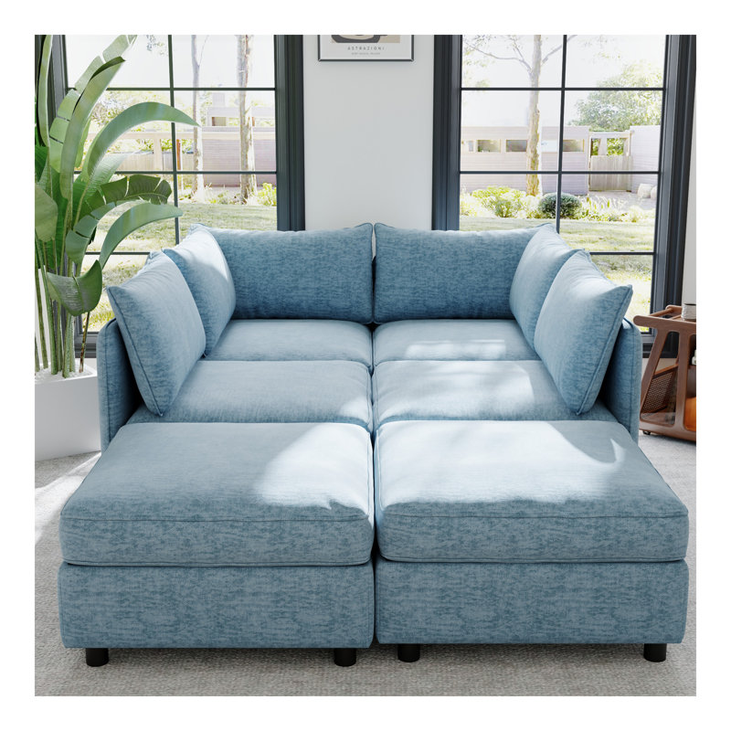 Modular Sectional Sofa, Convertible Sofa Seat With Storage, Sleeper Sectional Sofa Set, Fabric Flexible Modular Combinations for Living Room