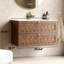 Meuble-lavabo mural à 2 tiroirs l 36 po x P 19 po Kewstoke en noyer avec comptoir blanc mat-414337721