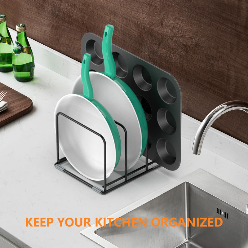 Steel Cookware Organizer with Divided Slots for Pans, Trays, and Cutting Boards
