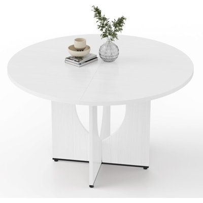 Takywep 47 Inch Round Dining Table for 4-6, Modern Kitchen Dining Table with Sturdy Pedestal Base, Wooden Circular Table for Dining Room, Living Room,