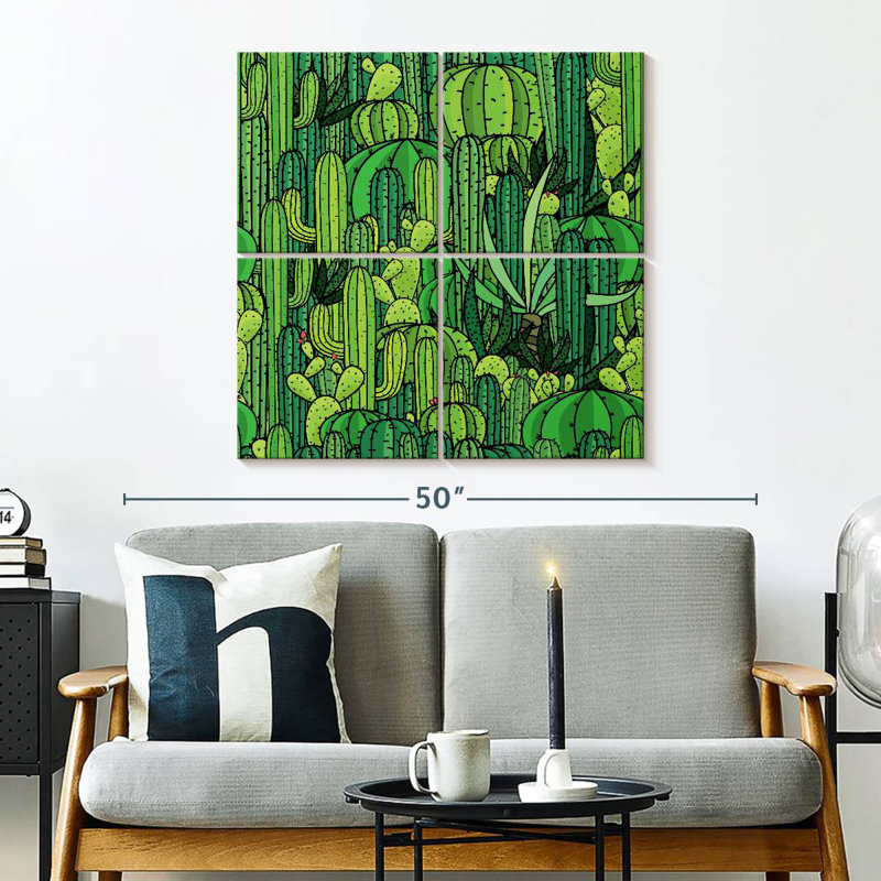 Harnek Green Cactus Pattern, 32" H x 32" W