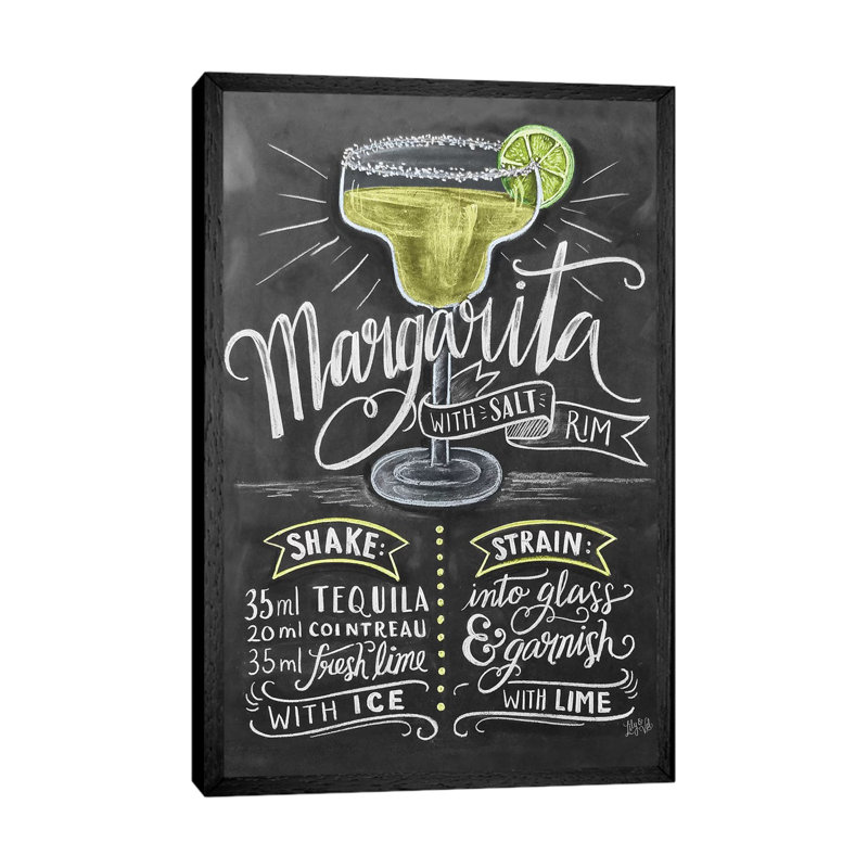 Margarita Recipe - Print on Canvas, Black Floater Framed, 66.04cm H x 45.72cm W x 3.81cm D