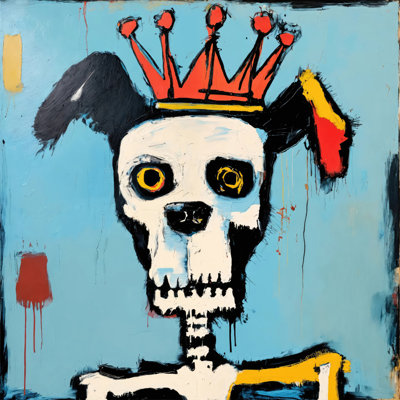 Chien 8-Hommage-Basquiat, estampe numérique sur toile tendue avec châssis