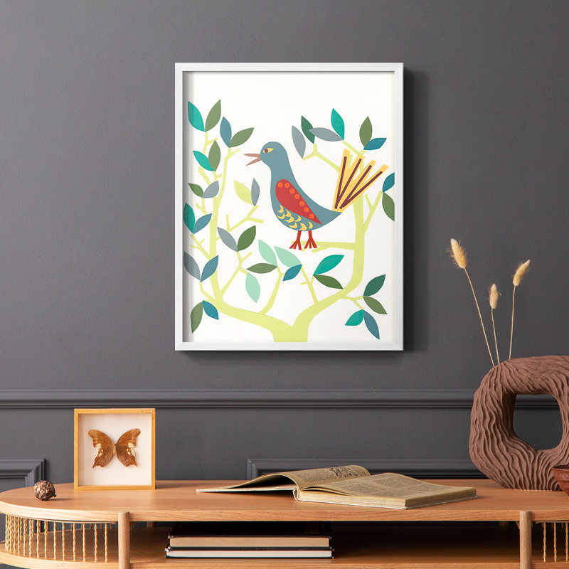 Reproduction encadrée Whitty Bird IV - bois massif, Blanc, H 28 po x l 22 po