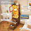 Tall Dressing Table with Motion Sensor 3-colour lighting, Foldable Cosmetic Mirror, Charging Socket,-629140541