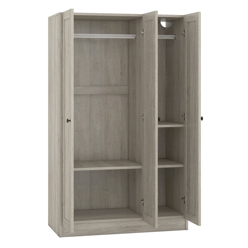 Armoire élégante et fonctionnelle à 3 portes avec tablettes, idéale pour le rangement et l'organisation de la chambre à coucher
