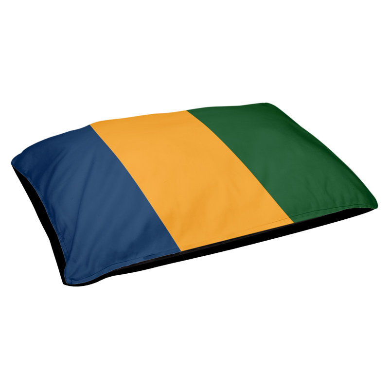 Coussin rectangulaire designer Oakland, Grand (L 40 po x l 50 po), Bleu marine / or / vert