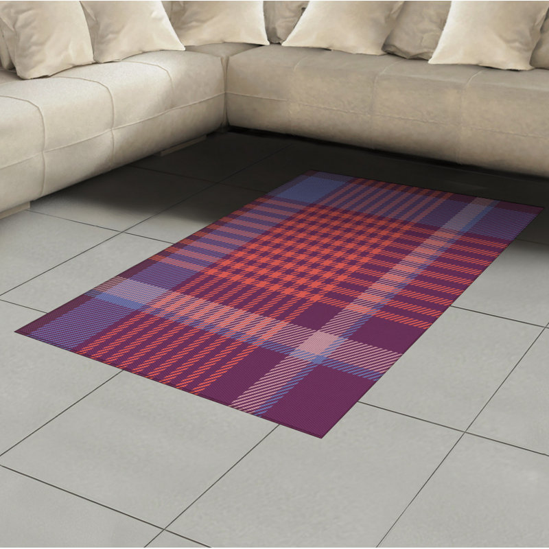 Tapis décoratif à haute densité en fibres de polyester à carreaux, Rectangle— 4 pi x 5 pi 8 po