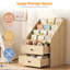 Bibliothèque pour enfants à 4 niveaux avec tiroirs, tablette de présentation de livres pour chambre d'enfant, salle de jeux, chambre de bébé-2124310079