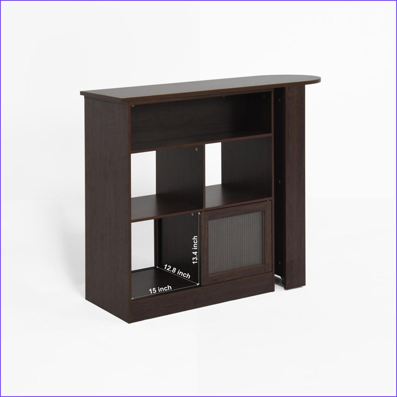 Armoires de bar: moderne avec plateau tournant, 6 rangements, portes en verre nervuré - brun noyer | Panneau de particules | Cuisine