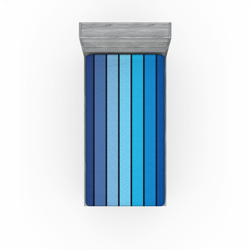 Drap-housse bleu marine et bleu pâle Ambesonne, Ensemble literie pour lit simple