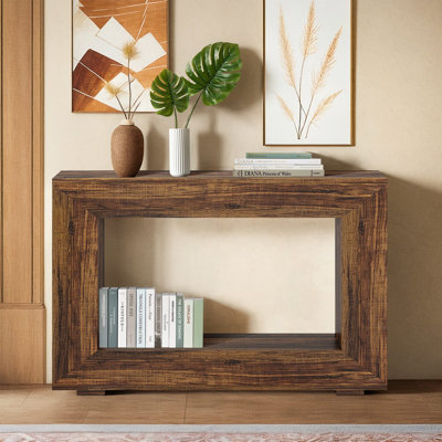 47.2" Rustic Wood Farmhouse Console Table with Storage, Entryway Sofa Table for Hallway