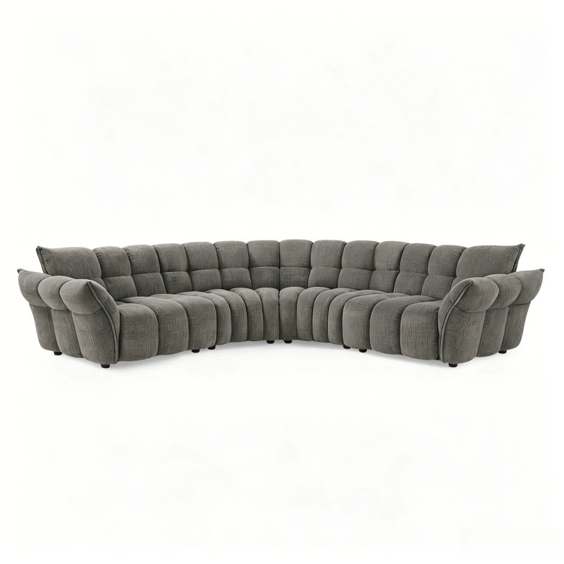 Minimore Modern Style 112.6" W Marigold L Shape 5S Sofa, Gray Chenille