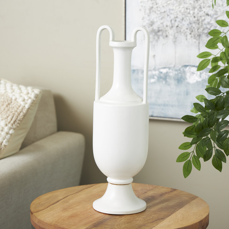 Vase de plancher en céramique / porcelaine Congresbury, Blanc, H 20,3 po x l 6,3 po x P 6,3 po
