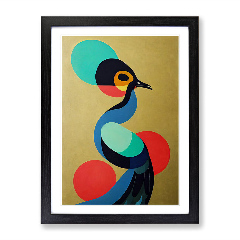 Abstract Bird No.3 - Single Picture Frame Print, Black, 64cm H x 46cm W x 2cm D