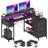 L-Shaped Computer Desk With 4 Drawers, Gaming Desk With Power Outlet And Monitor Stand, Corner Desk-2137615574