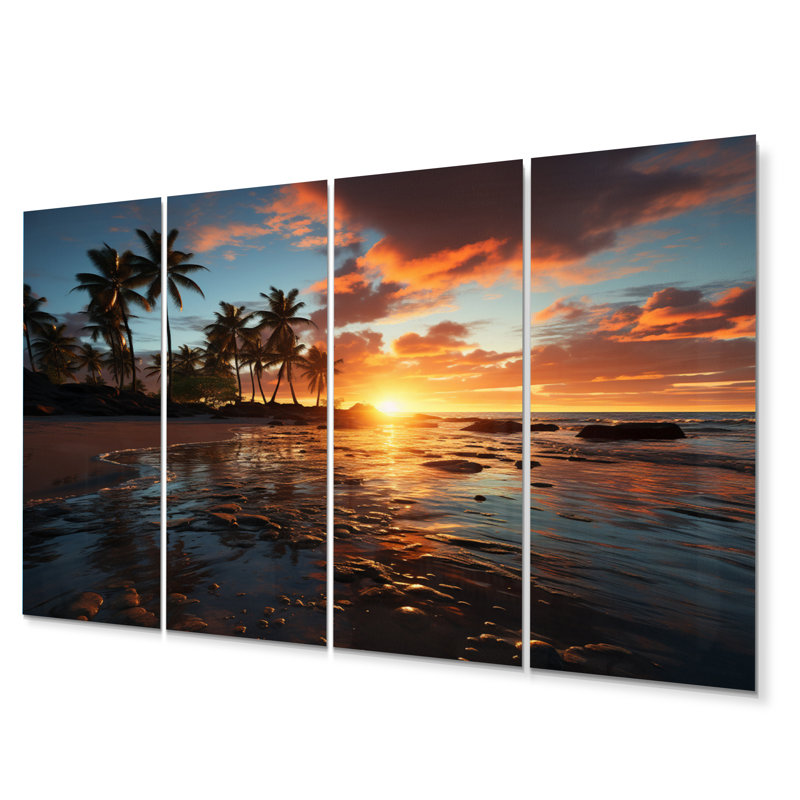 Ensemble de 4 décorations murales coucher de soleil en caraibe