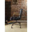 Fauteuil sophistiqué bleu rétro avec rembourrage en mousse et chaise de bureau au fini cuir confortable