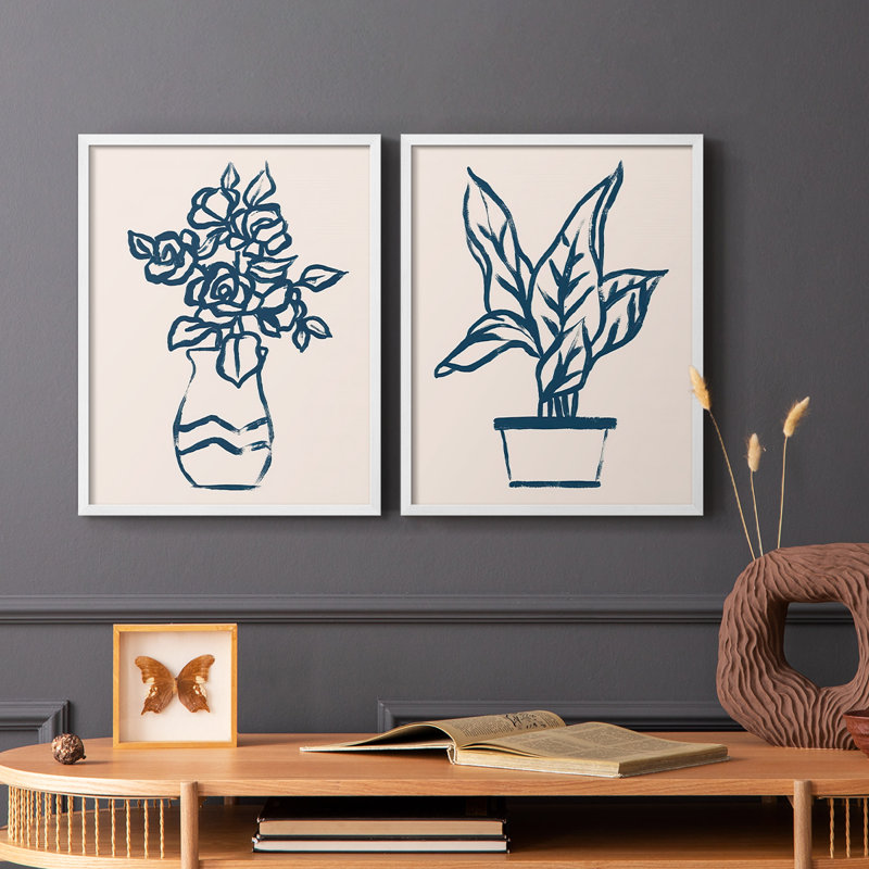 Croquis de la marine I-Premium, reproduction encadrée - prêt à être accroché - aucun clou requis - aucun clou requis, Blanc
