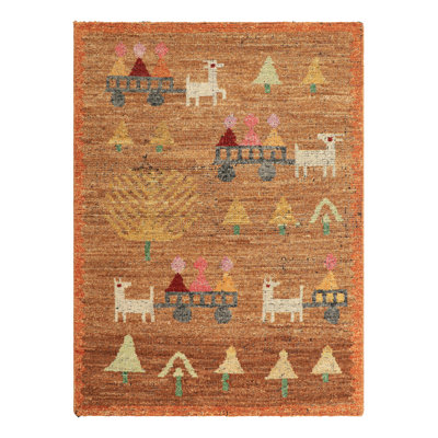 Burano Hand Knotted Wool Geometric Area Rug in Beige, Brown, Rust