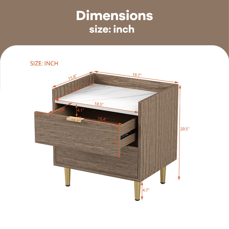 Table de chevet Zekia, Noyer