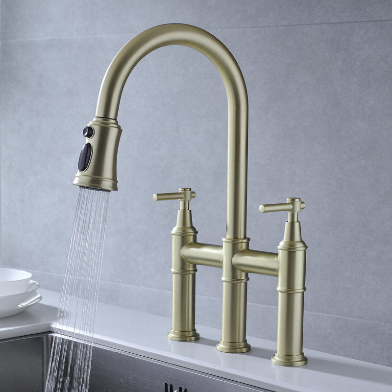 Demana Pull Down Kitchen Faucet, Brushed Gold