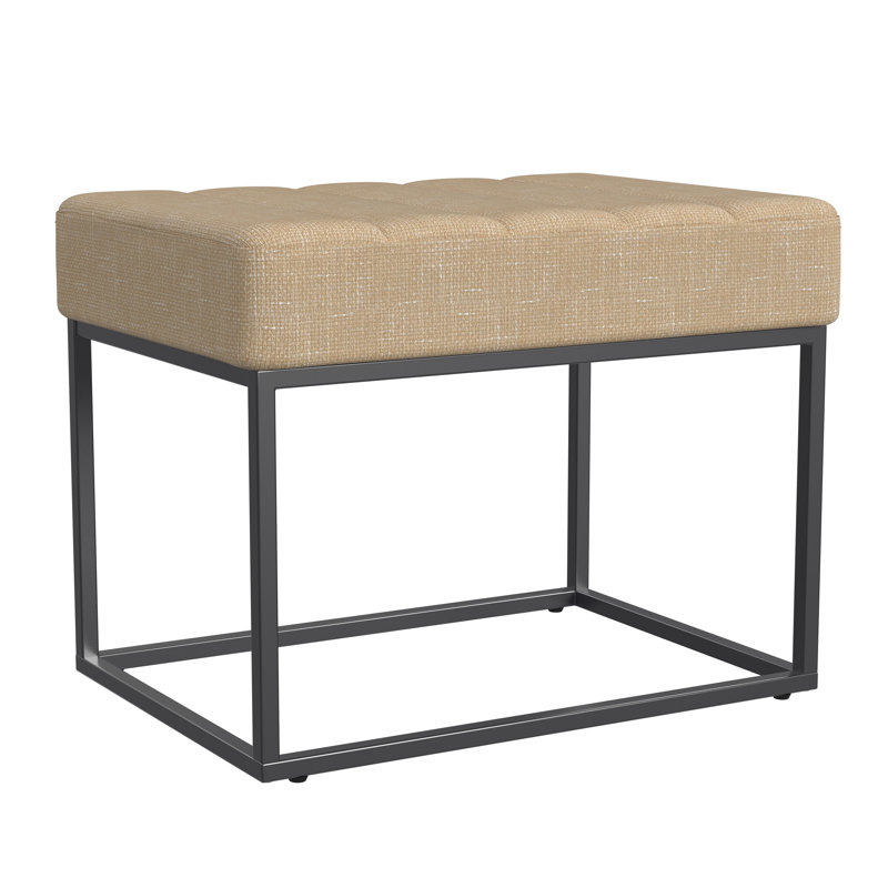 Homepop Theodore Small Ottoman, Theodore Ottoman Tan Polyester