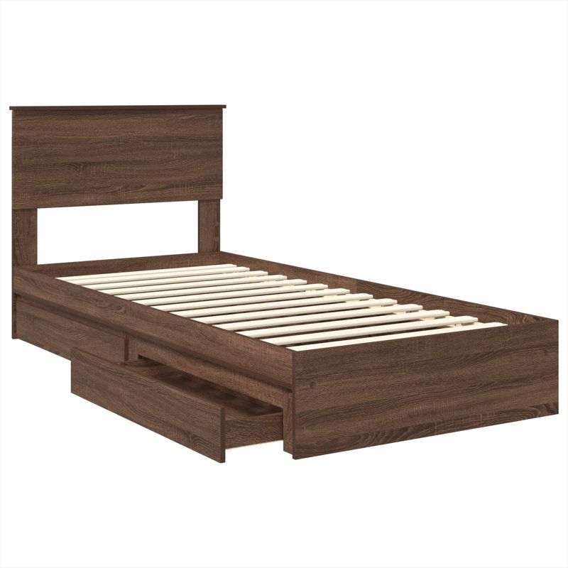 Bed, Brown Oak, Small Single (2'6)