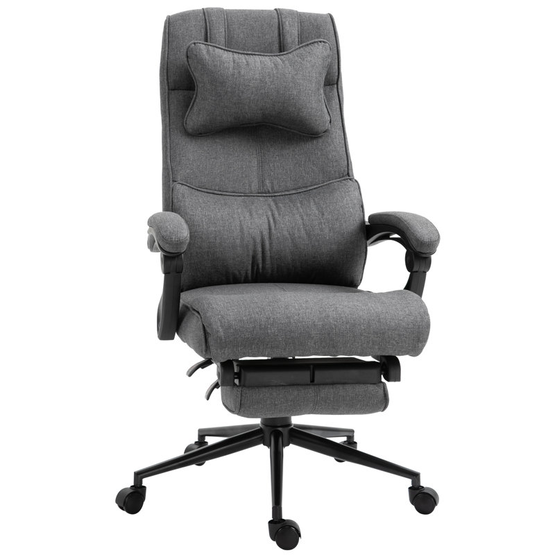 Gray High Back Swivel Fabric Task Chair with Headrest