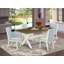 L'ensemble de table de salle à manger 5 pièces comprend une table de cuisine rectangulaire avec pieds en X et 4 chaises de salle à manger Parson en tissu bleu bébé, lin brossé blanc-1139554990-1139554991-1139554977