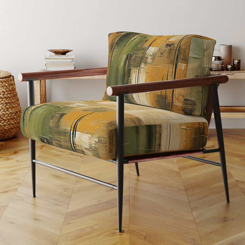 Fauteuil d'appoint rembourré Green Beige Wild Essence Collage I, Noir