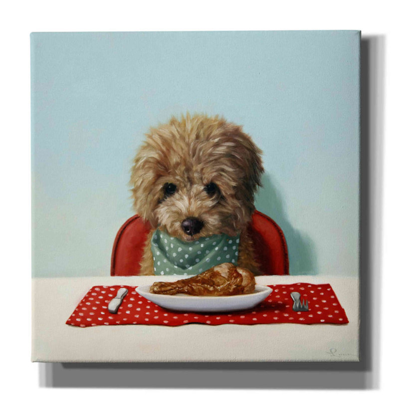 «Puppy Chow» par Lucia Heffernan, reproduction sur toile tendue, H 12 po x l 12 po x P 0,75 po