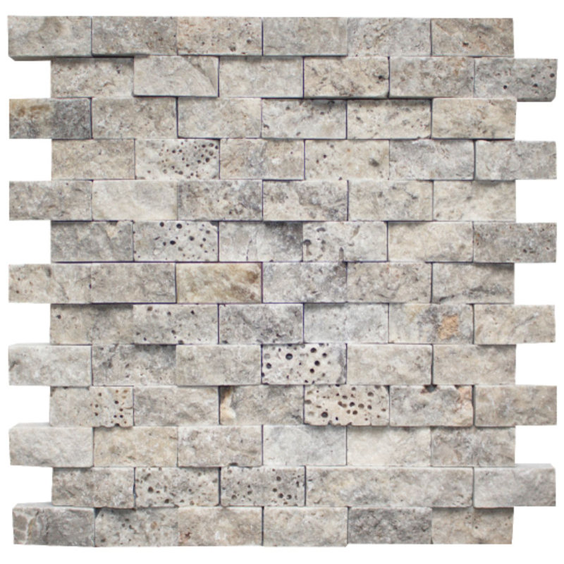 1x2 BRICK SPLITFACE, Silver/Gray